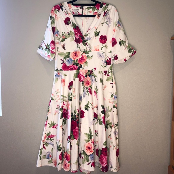 Unique Vintage Dresses & Skirts - Beautiful UniqueVintage Floral Dress Belle Cosplay